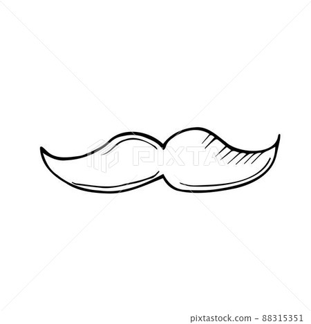 Vector of sketch doodle, mustache icon on isolated background 88315351