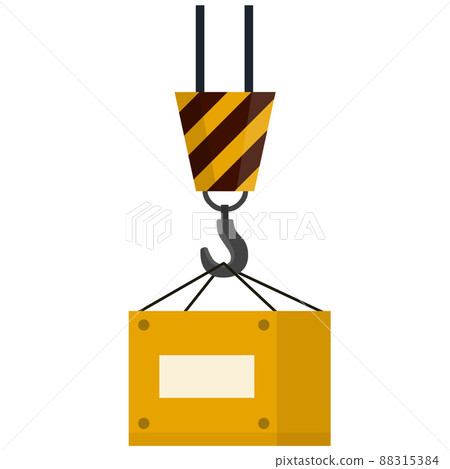 Industrial crane lifts wooden crate. 88315384