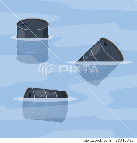 Barrel in water. Dumping chemicals 88315385