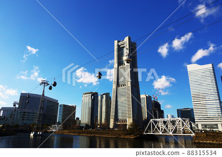 A view of Yokohama Minatomirai through the ropeway "YOKOHAMA AIR CABIN" 88315534