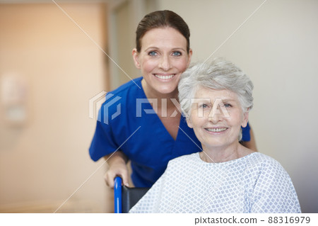 Showing her patients the utmost care. Portrait of a nurse and a senior patient. 88316979