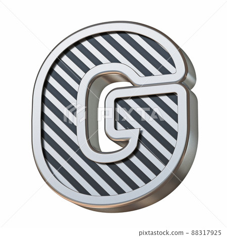 Stainless steel and black stripes font Letter G 3D Stainless steel and black stripes font Letter G 3D 88317925