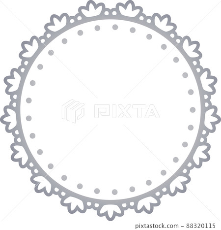 圓形框架點和葉子銀 88320115