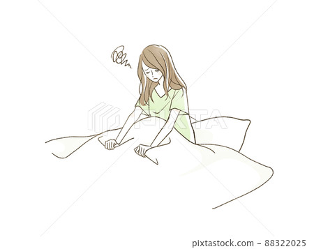 A woman in a futon who is in poor physical condition A woman in a futon who is in poor physical condition 88322025