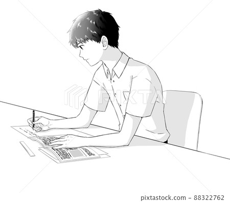 學習單色的年輕人（半袖） 88322762