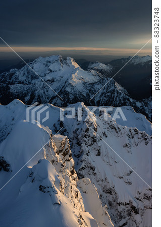 Aerial View of Canadian Rocky Mountain Landscape. Sunset. 88323748