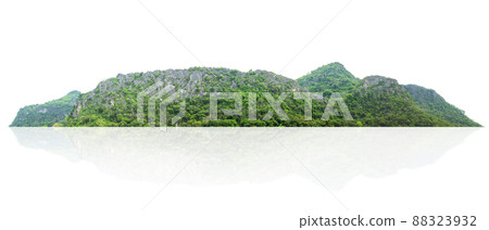 rock mountain hill with green forest isolate on white background rock mountain hill with green forest isolate on white background 88323932