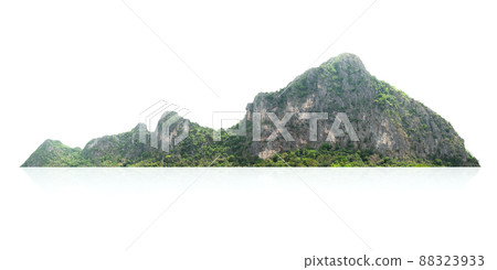 rock mountain hill with green forest isolate on white background rock mountain hill with green forest isolate on white background 88323933