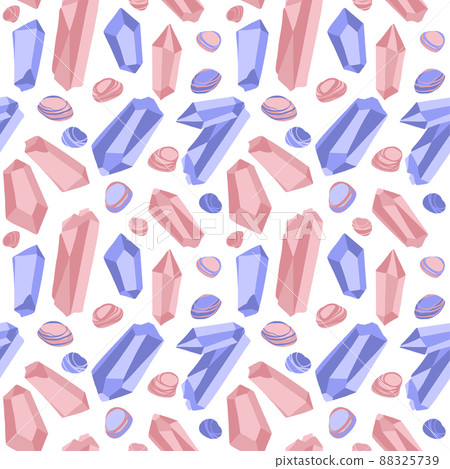 Seamless pattern with different quartz crystals... - Stock Illustration ...