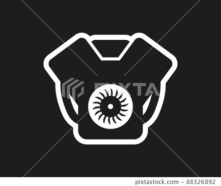 Car engine vector icon on black background. Car engine vector icon on black background. 88326892