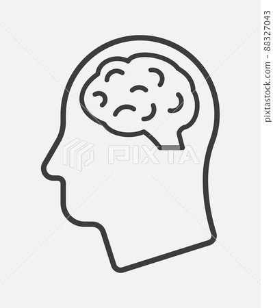 Human head with the brain vector line icon Human head with the brain vector line icon 88327043