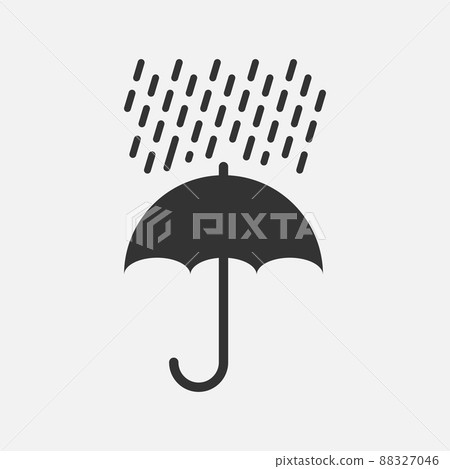 Umbrella with rain drops black vector icon 88327046