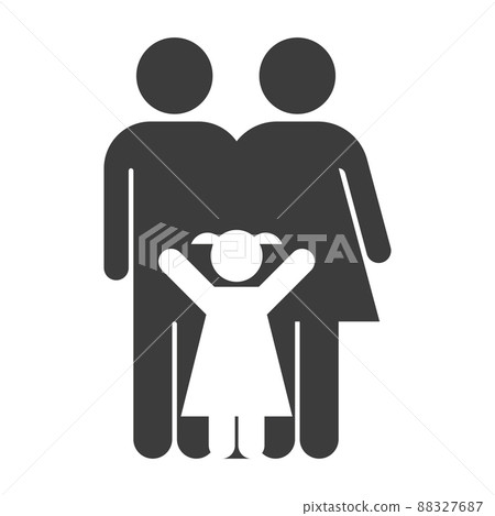 Parents and a daughter icon. Family vector sign Parents and a daughter icon. Family vector sign 88327687