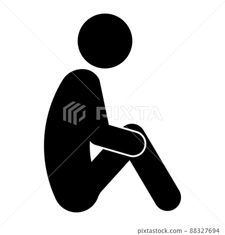 Man sitting on the ground black icon 88327694