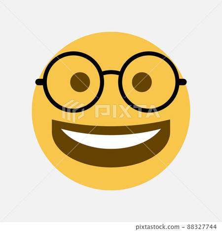 Laughing emoji with round glasses vector icon Laughing emoji with round glasses vector icon 88327744