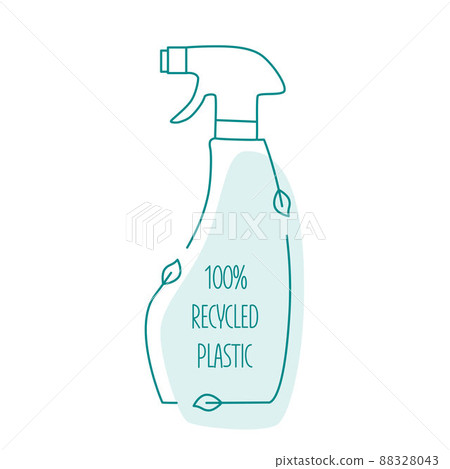 Recycled plastic cleaning bottle and garbage recycling icon concept of waste sorting. Editable stroke. Vector stock illustration isolated on white background for packaging logo print. EPS10  88328043