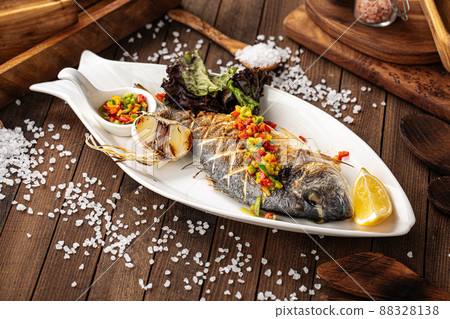 Appetizing grilled fish Appetizing grilled fish 88328138