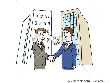 Corporate merger (young manager) Comical handwritten person vector, line drawing in color 88328188