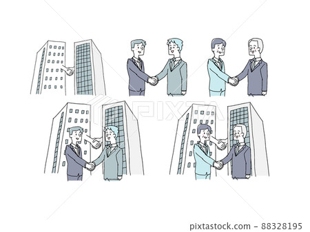 Illustration set related to corporate mergers and company alliances Comical handwritten person vector, line drawing and color Illustration set related to corporate mergers and company alliances Comical handwritten person vector, line drawing and color 88328195