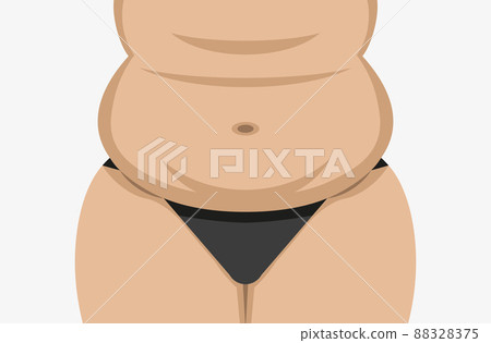 Fat female belly vector. Chubby woman tummy. 88328375