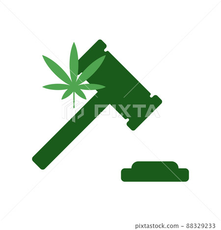 weed legalisation vector icon. Gavel and marijuana 88329233