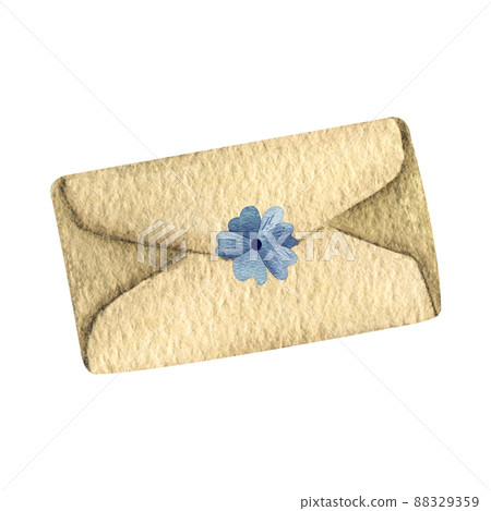 Watercolor emvelope card craftpaper illustration isolated Watercolor emvelope card craftpaper illustration isolated 88329359