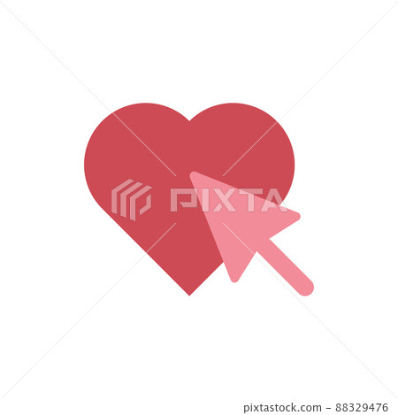 Clicking on heart red and pink vector icon 88329476