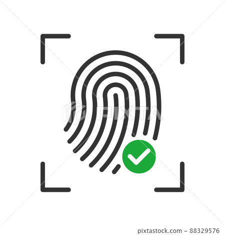 Fingerprint approve vector icon with green mark Fingerprint approve vector icon with green mark 88329576