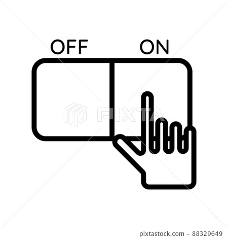 Hand clicking on turn on button vector icon 88329649