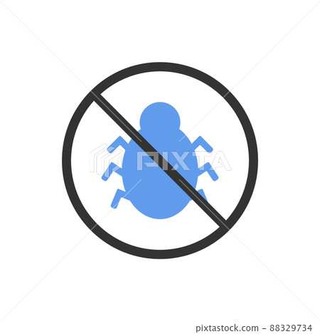 PC virus ban sign vector on white background PC virus ban sign vector on white background 88329734