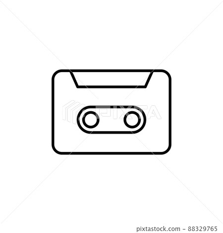 Cassete line vector icon on white background Cassete line vector icon on white background 88329765
