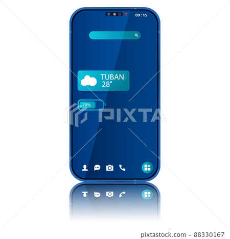 Smartphone blue home screen theme Smartphone blue home screen theme 88330167