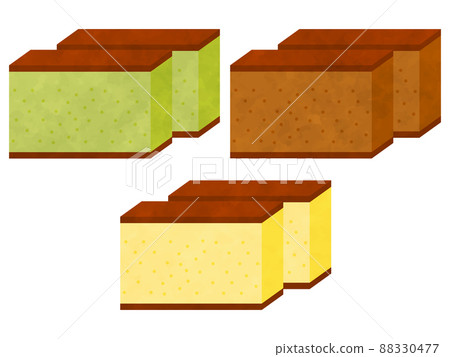 Castella 3 types set watercolor style Castella 3 types set watercolor style 88330477