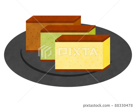 Castella 3 types set watercolor style - Stock Illustration [88330478 ...