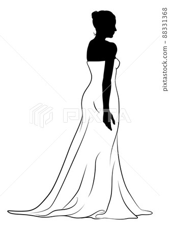 Bride Bridal Wedding Dress Silhouette Woman Design - Stock Illustration  [88331368] - PIXTA