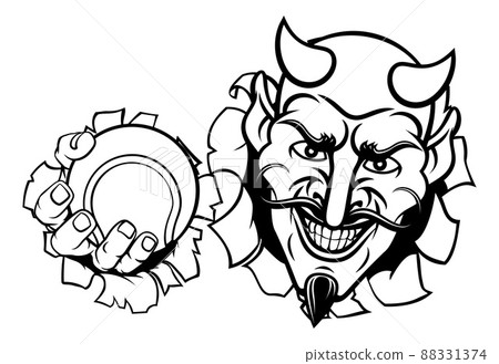Devil Satan Tennis Ball Sports Mascot Cartoon Devil Satan Tennis Ball Sports Mascot Cartoon 88331374