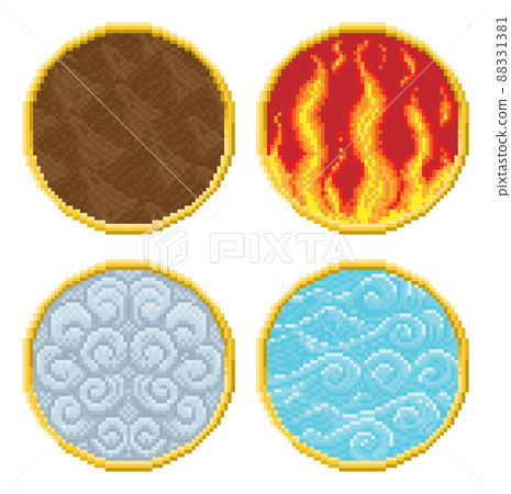 Fire Earth Air Water 4 Elements Pixel Art Icons 88331381