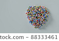 3D Rendering lots of Pills Medicine Heart Shape on 3D Illustration Background 88333461