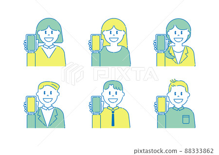 Various people with smartphones 6 Male Female Pop 88333862