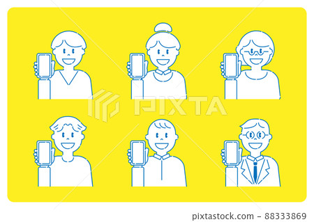 各種有智能手機的人 1 男性女性線條藝術 各種有智能手機的人 1 男性女性線條藝術 88333869
