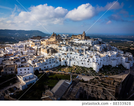 Ostuni - the white city in Italy - a famous landmark at the Italian east coast 88333928