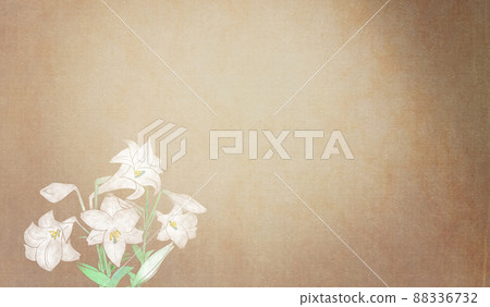 浮世繪般的漸變與復活節百合棕色的日式背景插圖 浮世繪般的漸變與復活節百合棕色的日式背景插圖 88336732