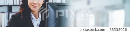 Call center or customer support agent in broaden view panoramic banner Call center or customer support agent in broaden view panoramic banner 88338026