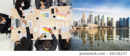 Business people group meeting shot from top view broaden view Business people group meeting shot from top view broaden view 88338237