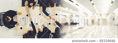 Group business people handshake at meeting table broaden view Group business people handshake at meeting table broaden view 88338686