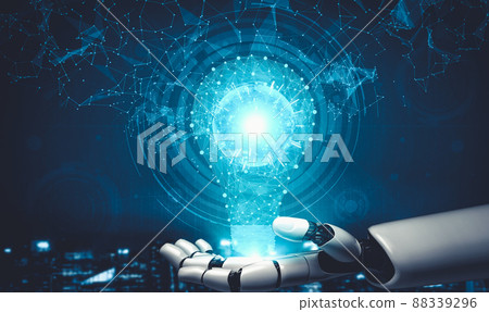 Future artificial intelligence and machine learning for AI droid robot or cyborg 88339296