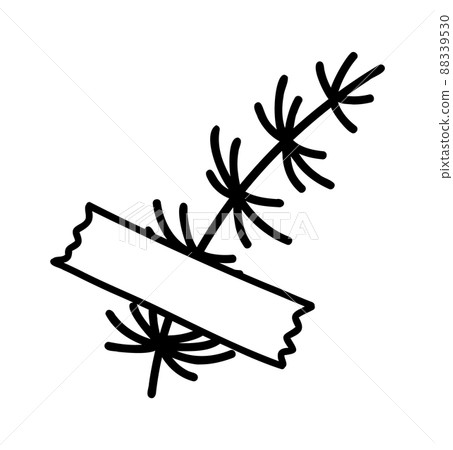 Doodle floral elements for bullet journal. Leaves sealed with tape Doodle floral elements for bullet journal. Leaves sealed with tape 88339530