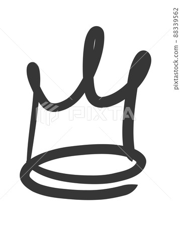 Doodle king queen crown. Hand drawn logo black set. Vector kingdom sketch concept. 88339562