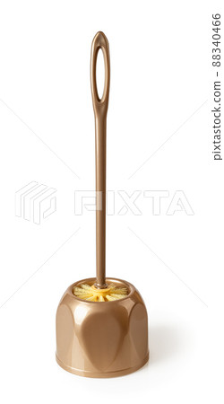 Brown toilet brush with holder isolated on a white background. Brown toilet brush with holder isolated on a white background. 88340466