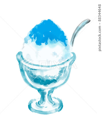 Hand-painted Japanese-style illustration of shaved ice Blue Hawaii 88344648